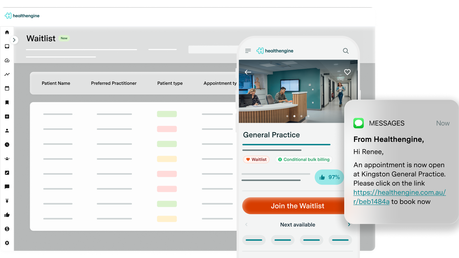 The Healthengine waitlist in Practice Admin