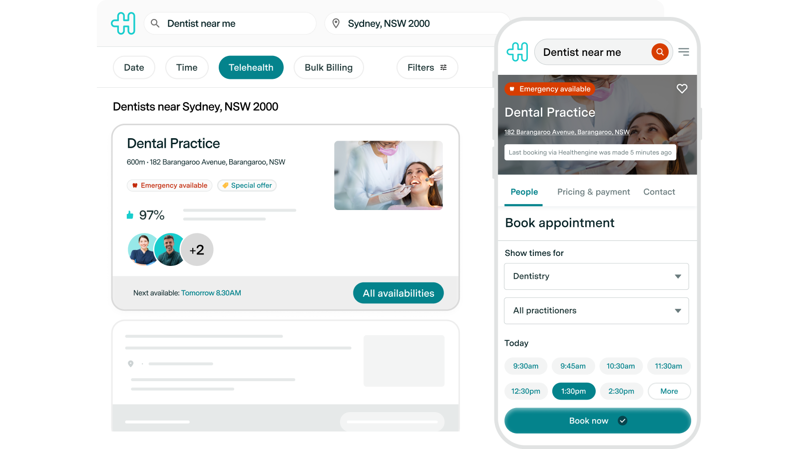 A special offer shown on a dental profile