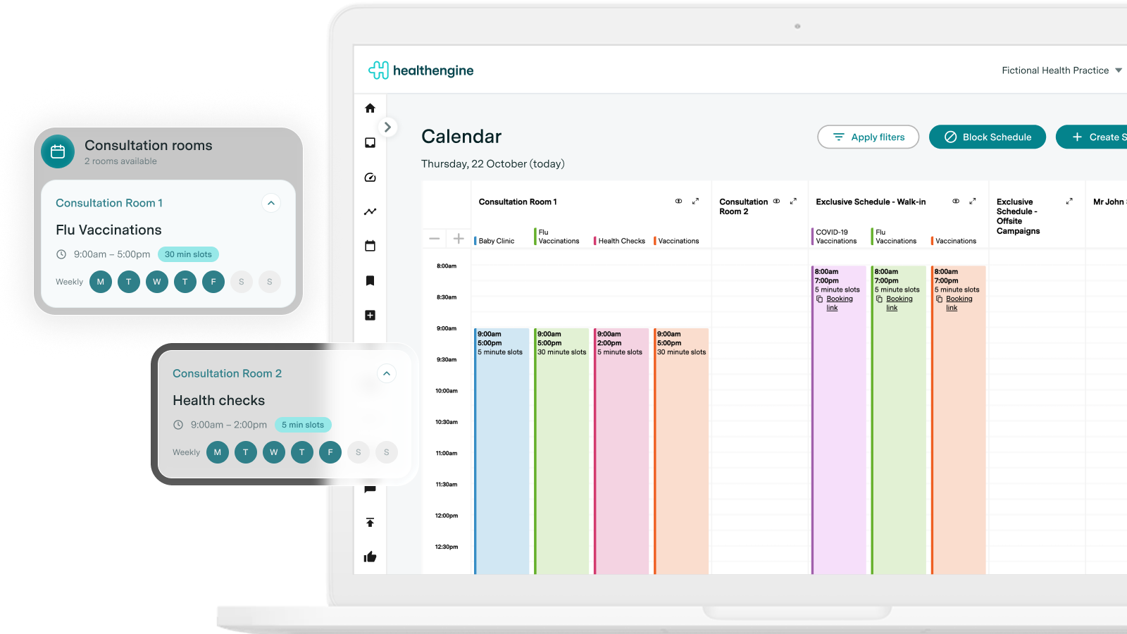 PAMS scheduling by room, resource and health service