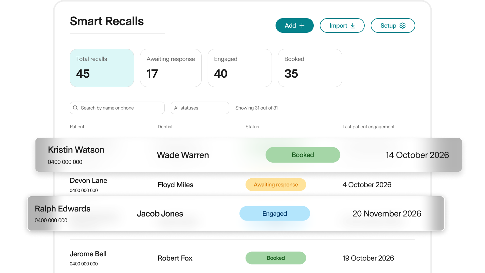 The Smart Recalls dashboard